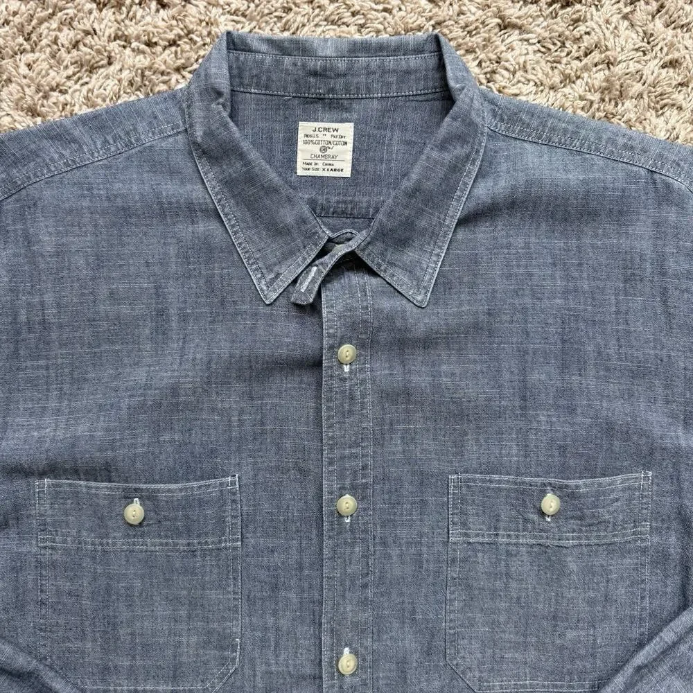 J. Crew 100% Cotton Chambray Lightweight Button Up Work Shirt Men’s Size XL